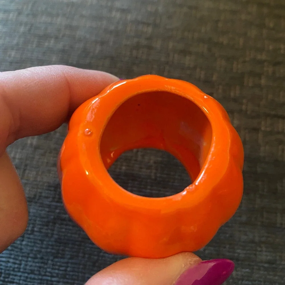 Unbranded Pumpkin Napkin Rings Set of 3 Orange Excellent Fall Decor‎
